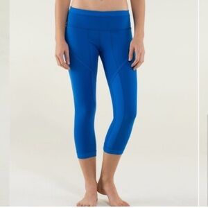 Lululemon Roll Out Crop Leggings Baroque Blue Sporty Luon Mid-Rise
